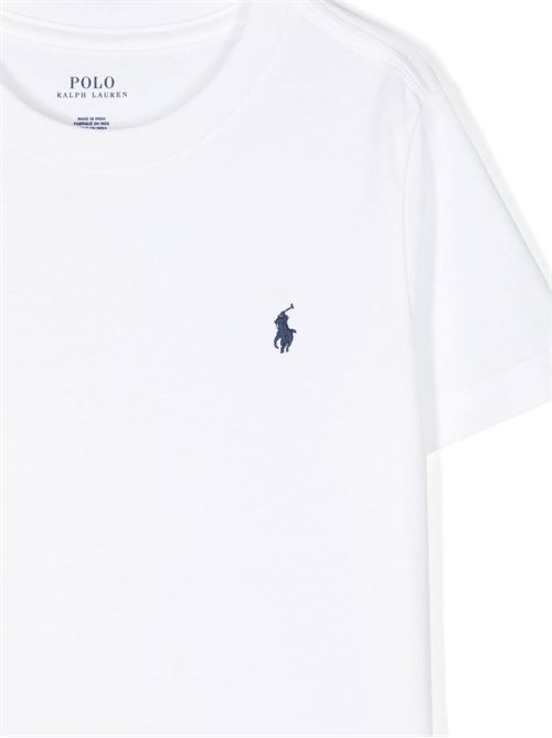 T-shirt bambino Ralph Lauren bianca con pony ricamato RALPH LAUREN KIDS | 832904035